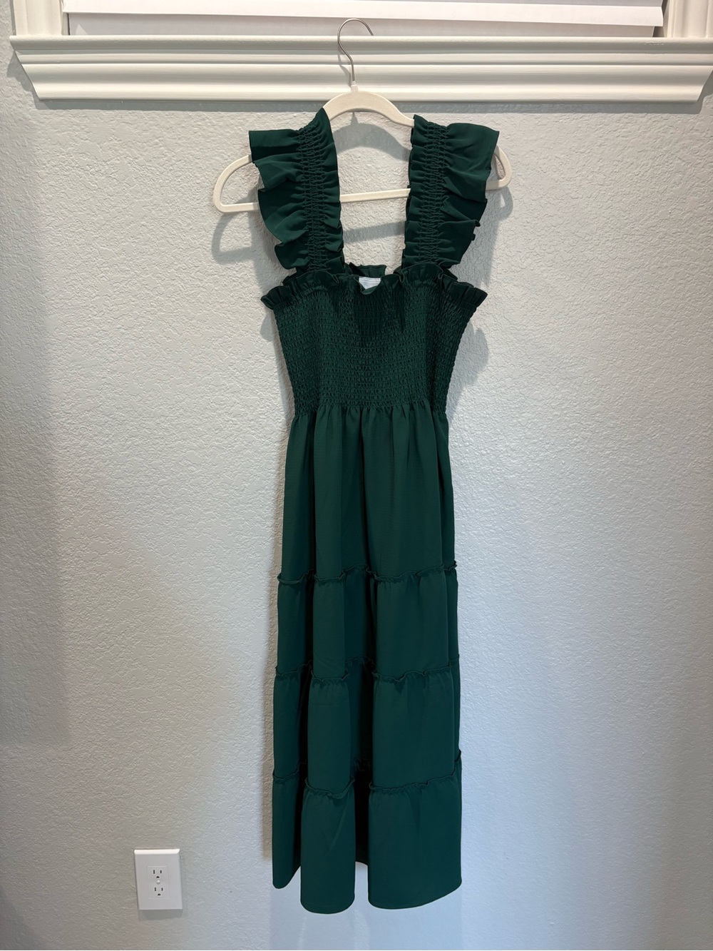 Hill House Dark Green Smocked Maxi Dress with Ruffle Straps